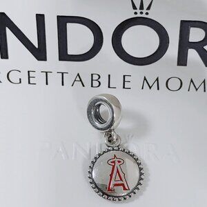 Pandora Los Angeles Angels Baseball Exclusive Dangle Charm MLB Logo S925 Silver